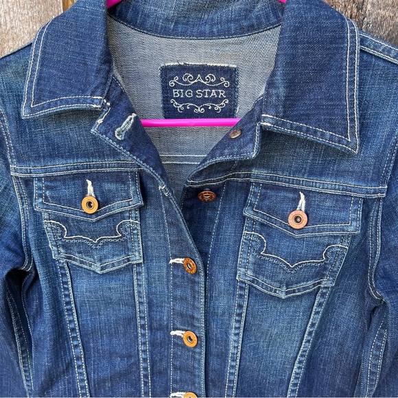 Big Star Women’s Embroidered Pocket Denim Trucker Jean Jacket Sz XS - Picture 5 of 14